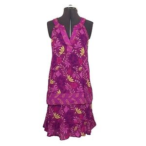 Rachel Roy Cotton Pink Purple Floral Set Sleeveless Top Pockets Mini Skirt M